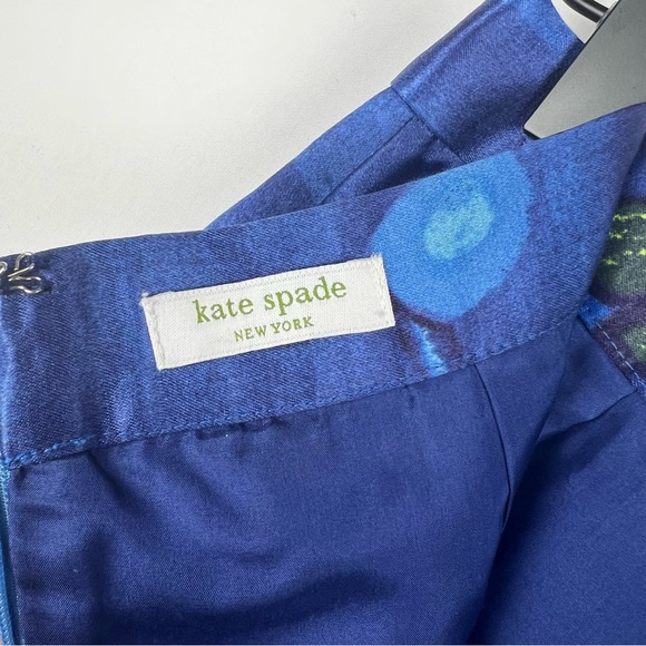 Kate Spade Blue Floral A Line Knee Length Skirt Size XS - Picture 7 of 9